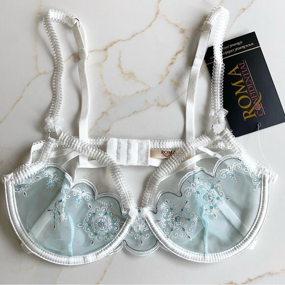 Roma Confidential Snow Queen Snowflake Metallic Sequin Bra Size Small NEW - Picture 6 of 16